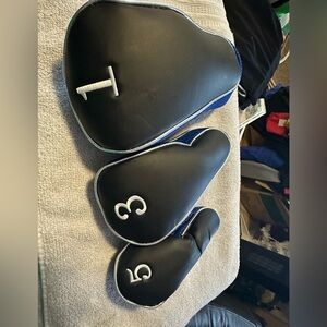 3pcs Set Brief Mesh Golf Club Head Cover Fit All Brands #1, #3 And #5 Royal Blue